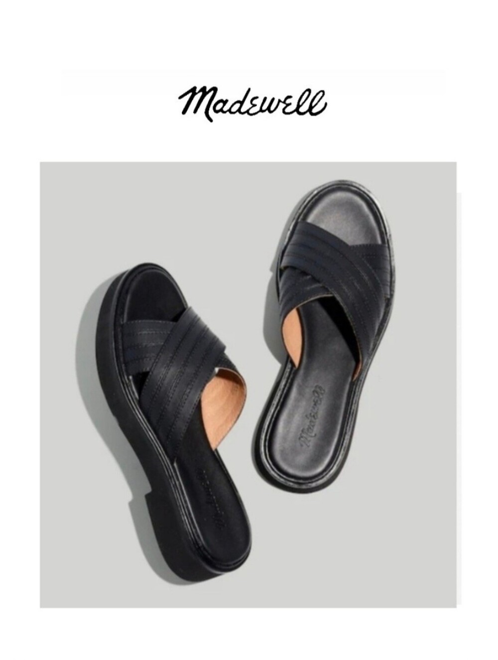 New {Madewell} The Alina Platform Sandal in True Black Size 8